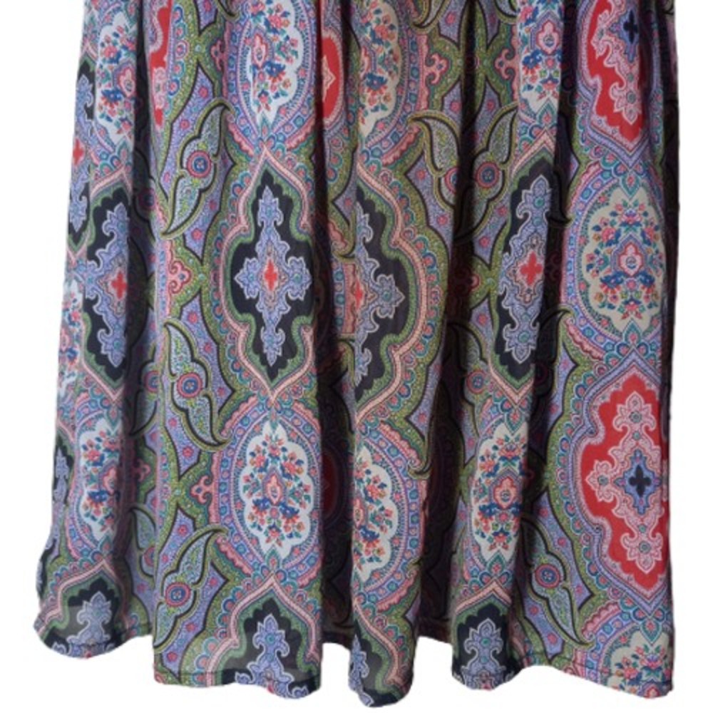Size 8 Multi Floral Chiffon High Waist Above Knee Dress - Picture 4 of 10
